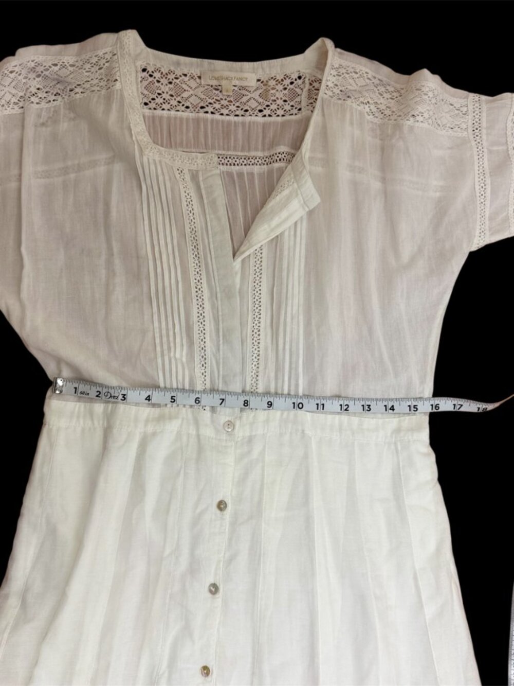 LoveShackFancy Edie voile lace trim white large cotton cottagecore midi dress - Picture 7 of 10